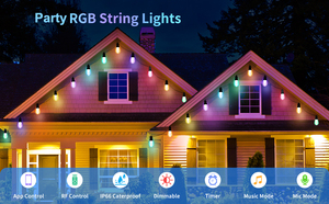 Smart <strong>Color</strong> <strong>Changing</strong> <strong>LED</strong> Outdoor String Lights 27ft, APP & Remote Control, IP66 Waterproof, 10 Bulbs For Patio & Garden - Product Image 3