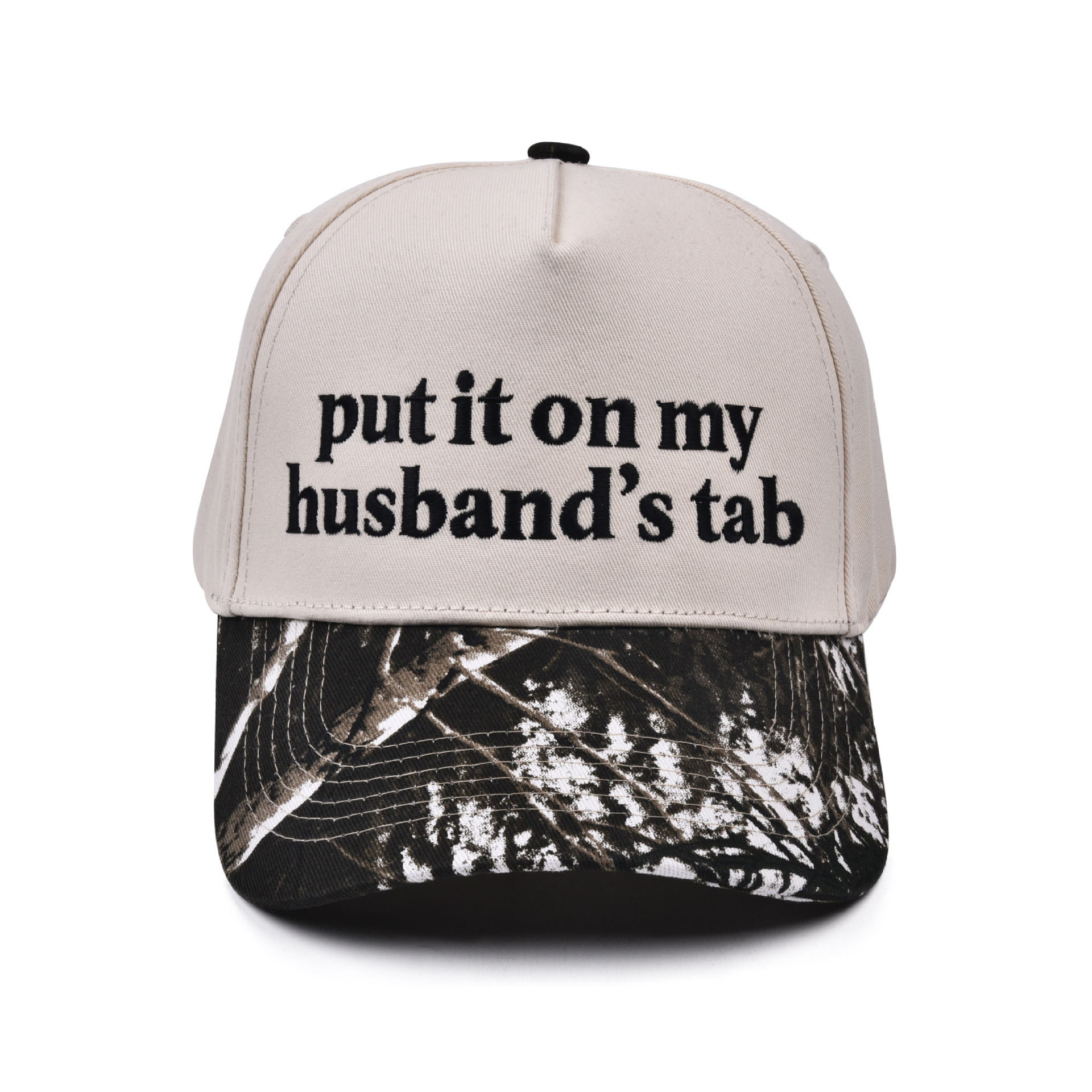 Camouflage-husbands tab trucker baseball cap