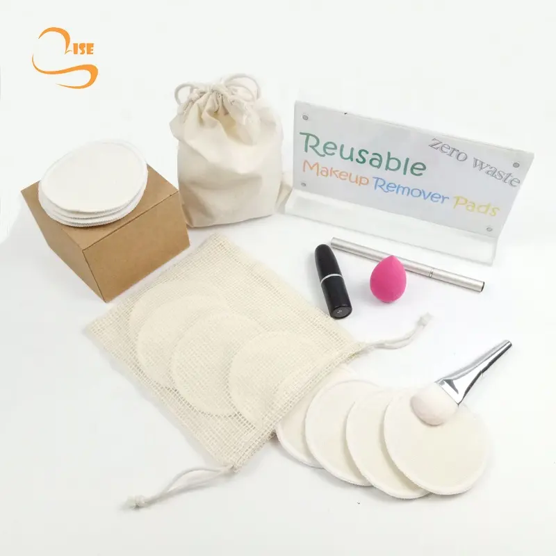 3.15" Round Organic Hemp Cotton Facial Cleansing Pads Zero Waste Makeup Reusable Cotton Pads