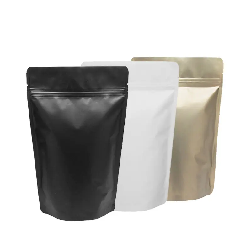 Bolsa para armazenar chá de café, bolsa com zíper para armazenar lanches, folha de alumínio preta fosca