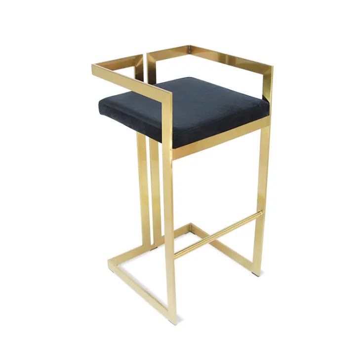 Taburete de barra alta, sillón para Bar, cafetería en casa, sillas ba para patas de Metal dorado