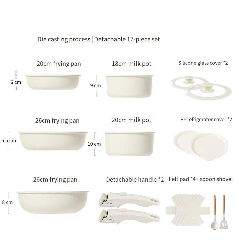 Juego de ollas blanco crema - 17 piezas