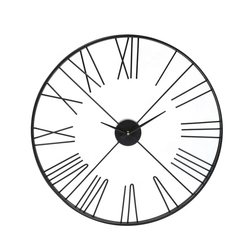 Reloj minimalista de pared de Metal, creativo, con números romanos, 20 pulgadas