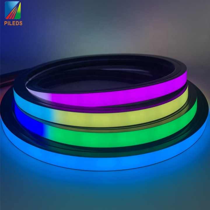 הכי חדש 20*20mm DC12V IP67 סיליקון עמיד למים מיעון SPI RGB IC מותאם אישית LED ניאון אור חבל גמיש אור רצועת
