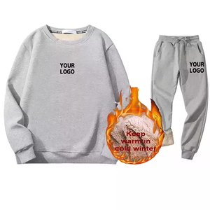 Conjunto de pantalones de chándal y Sudadera con capucha para hombre Sherpa unisex personalizado, chándal de gran tamaño para correr, chándal de lana de cordero para hombre