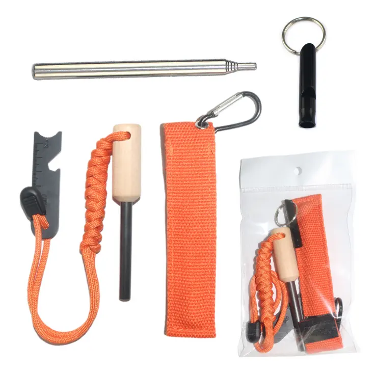 Überlebens ausrüstung Karabiner Feuerstein Magnesium Bar Blasrohr Magnesium Rod Lebens rettende Pfeife