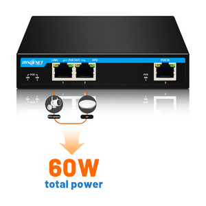 ネットワークデータスイッチPoEエクステンション60W 802.3at 1in 2出力ギガビットイーサネットPoEリピーターPoEエクステンダー。 - Product Image 4