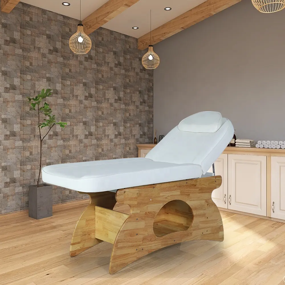 Verstelbare Professionele Moderne Fysieke Therapie Behandeling Thai Hout Spa Beauty Salon Gezichtsmassage Tafel Bed Voor Verkoop