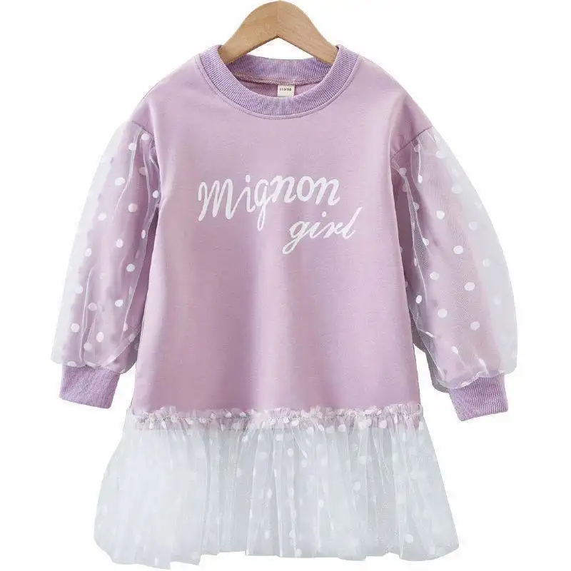 Free Shipping Kids Clothing Wholesale Fashion Korean Purple Girl Dress For Spring From China Market