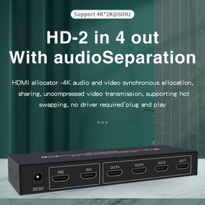 <strong>2</strong>.0 for HDMI <strong>Splitter</strong> <strong>2</strong>-In 4-Out 4K 60Hz Video with Audio Out 2x4 Switch Video <strong>Splitters</strong> &amp; Converters