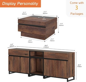 Modern Durable Wooden Coffee Table Square <strong>Center</strong> Table Entertainment <strong>Center</strong> with 4 Storage Drawers for Living Room - Product Image 5