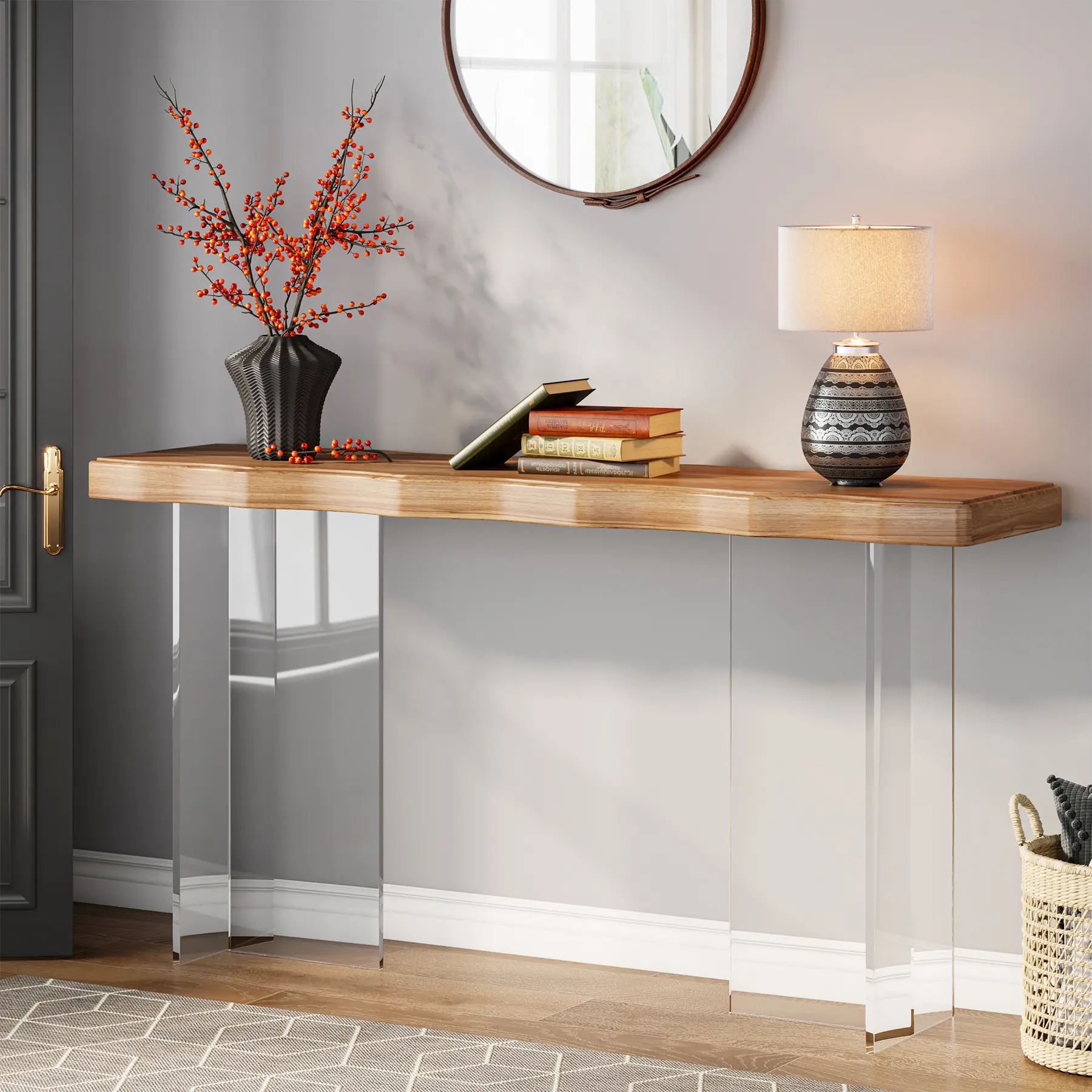 Console de table en acrylique de 120cm en bois d'appoint au design minimaliste moderne pour mobilier de salon