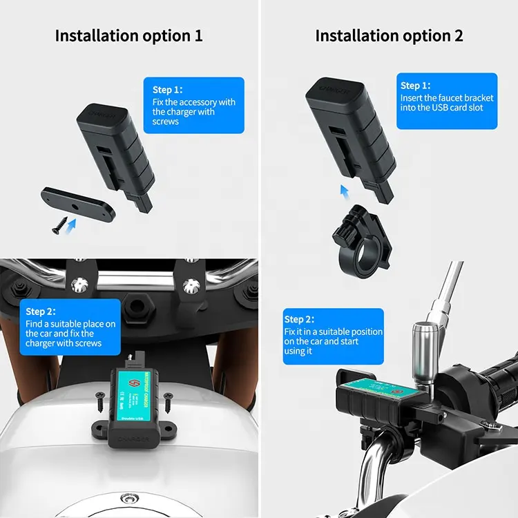 Qc 3.0 động cơ xe đạp kép USB điện thoại GPS sạc nhanh chất lượng cao xe máy sạc điện thoại