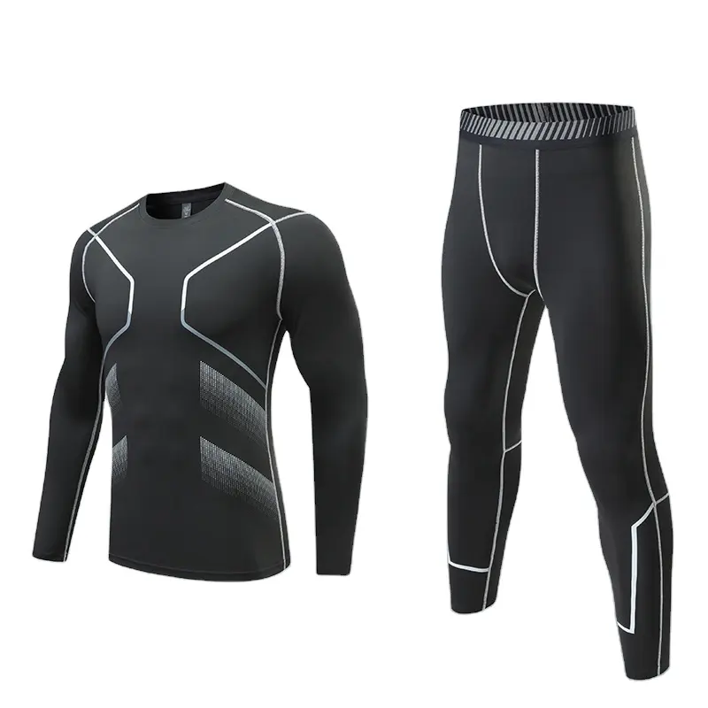 Vente chaude Vêtements de sport d'entraînement personnalisés pour hommes Vêtements de gym Combinaison de sport de compression 2 pièces Ensembles de fitness pour hommes