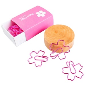 Thanh lịch sáng bóng màu hồng mạ kim loại đánh dấu và kế hoạch clip trong Cherry Sakura Thiết kế giấy chủ 30-35mm 1.0mm Độ dày dây - Product Image 2