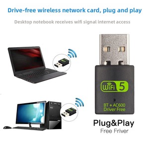 600m Dual Band Desktop <strong>Computer</strong> Wireless Card Driver-Free USB <strong>Network</strong> &amp; for Bluetooth <strong>Wifi</strong> Two-In-One External Products Stock