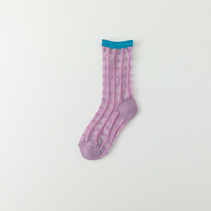 Cam ipek çorap yaz kadın ince nefes orta tüp gelgit çorap kore baskı renkli yığılmış çorap - Product Image 6