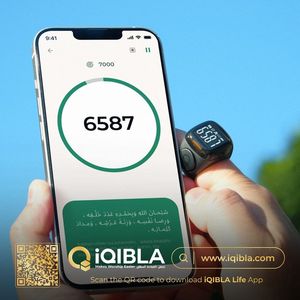 Musulm preghiera Iqibla ruotabile Iqibla-astuto Tasbih funzione anulare contro le dita uomini BT Smart Zikr anelli per Android o IOS - Product Image 5