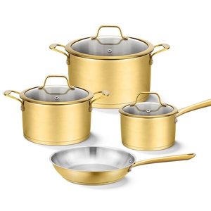 Bán buôn nhà máy nồi chảo cao cấp bằng thép không gỉ, nồi hầm, chảo rán, bộ dụng cụ nấu ăn có lớp phủ vàng - Product Image 1