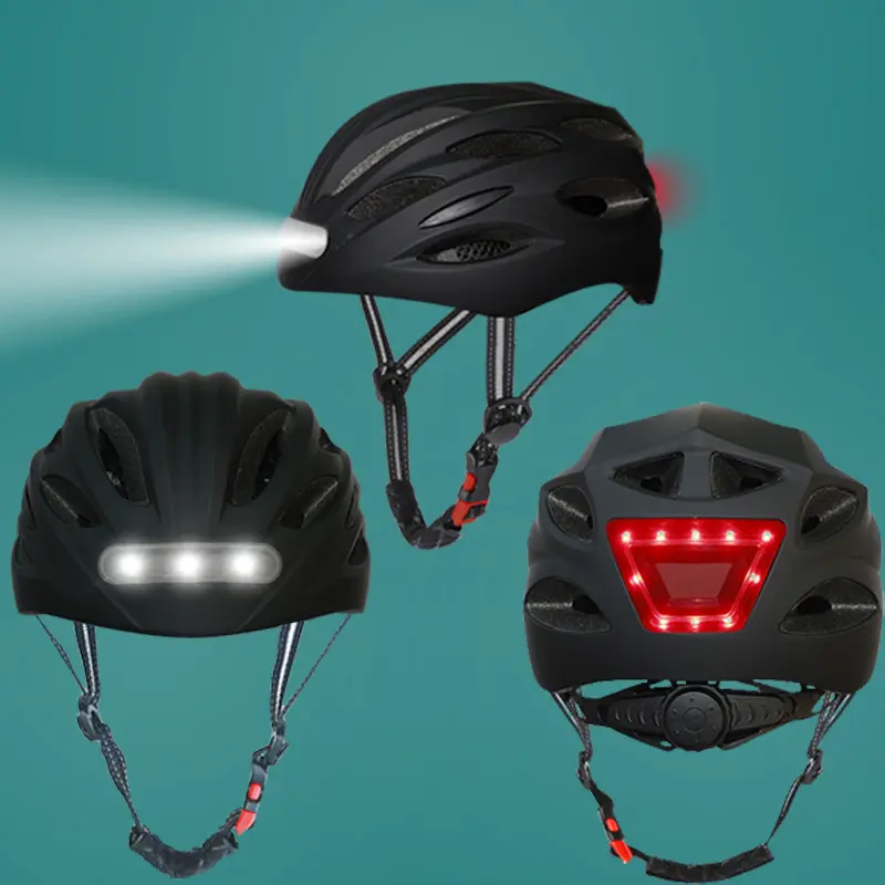 Anteriore e posteriore di illuminazione luci A LED integrate stampaggio bicicletta casco bici da strada