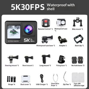 Câmera Esportiva 60 Go Pro 5K HD com Tela Dupla Colorida 1.3/2.0\", Cartão TF, M60TR, À Prova D'água para Uso Externo, Antichoque, Embalagem Neutra - Product Image 6