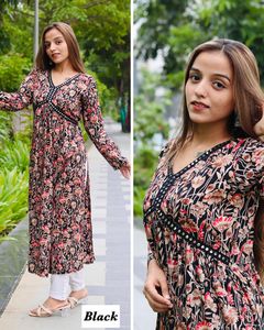 Elegant Design Foil Mirror Work Naira Print Anarkali Suit 14kg Heavy Rayon Available at Affordable Price from <strong>India</strong> - Product Image 2