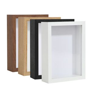 Đen Trắng óc chó Gỗ MDF trang trí nghệ thuật hình ảnh khung ảnh sâu <span class=keywords><strong>3D</strong></span> hộp bóng khung với plexiglass - Product Image 4