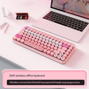 Ajazz 308i Retro macchina da scrivere chiave rotonda senza fili BT tastiera 84 tasti Macaron tastiere portatili per PC portatile Win/iOS/Android - Product Image 5