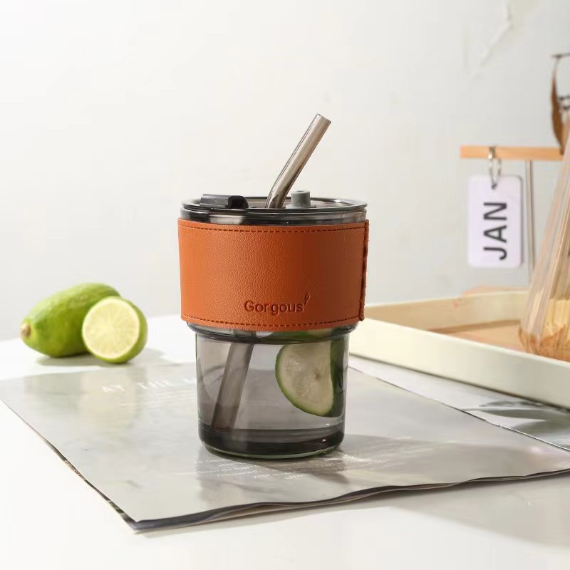 Couvercle de tasse gris fumé-paille-gaine de tasse-boîte colorée