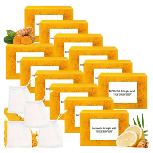 Zerdeçal limon kojik asit el yapımı Bar sabun 100g anti-akne peeling bakım yağlı cilt sınır ötesi ticaret için moda TK modeli