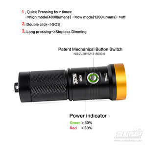 Supe Scubalamp RD95 4000 Lumens Dưới Nước Tìm Kiếm Ánh Sáng Scuba <span class=keywords><strong>Diving</strong></span> Ánh Sáng Nhiếp Ảnh Ánh Sáng Tại Chỗ Mờ SOS Chùm Tia Góc 15 - Product Image 4
