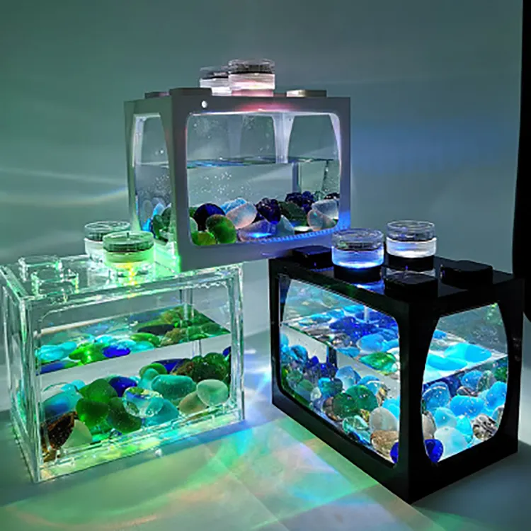 Sıcak Mini LED balık tankı ışık akvaryum balık tankı akrilik balık tankı