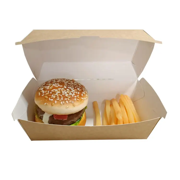 Papier de paquet de boîte de hamburger à emporter de restauration rapide personnalisée en gros pour la fête