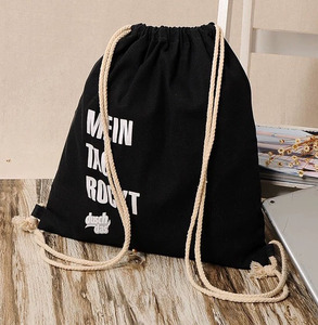 Paquete de saco de cuerda con dibujo profesional con logotipo Bolsas de cordón de lona de algodón Mochila de cuerda personalizada - Product Image 4