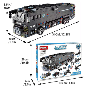 HW 6 in 1 SWAT Black Team of the storm ชุดบล็อกก่อสร้างรถบัสต่อสู้1011ชิ้นเทคโนโลยี DIY อิฐของเล่นสำหรับเด็ก - Product Image 6