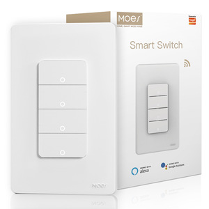 MOES Tuya Wifi akıllı ışık anahtarı abd Push Button duvar anahtarı çalışma Alexa Google ev nötr tel/hiçbir nötr tel gerekli - Product Image 1