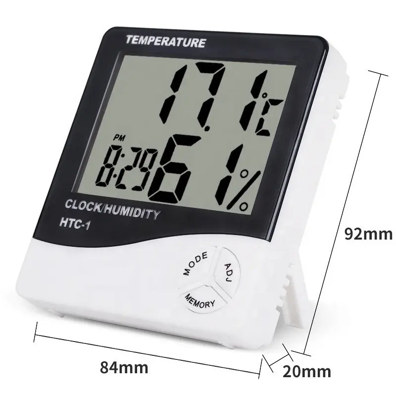 Termometro domestico igrometro della retroilluminazione dell'orologio di umidità di temperatura della stanza di stoccaggio del laboratorio dell'interno di multi funzioni