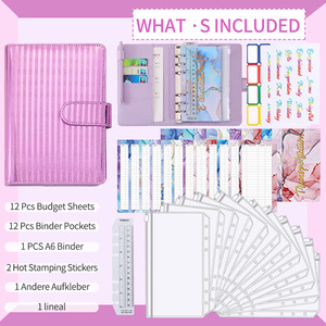 Custom Manual Ledger Journal Spiral <strong>Notebook</strong> Pu Leather A6 Color <strong>Stripe</strong> Cash Envelopes Financial Planner Budget Binder - Product Image 4