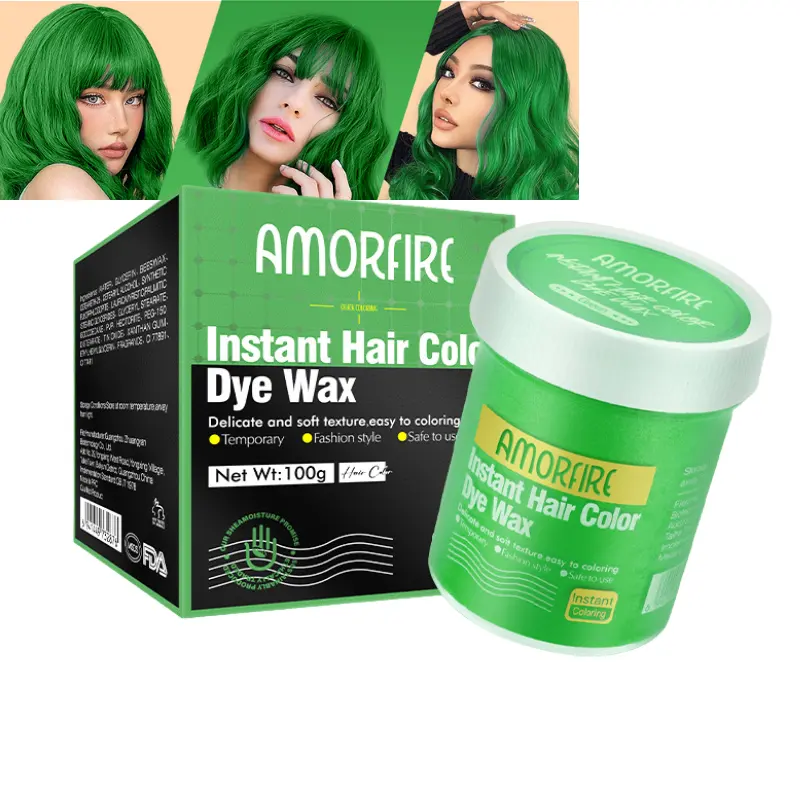 Оптовая продажа, частная торговая марка Amorfire, органический ингредиент, воск для волос, краска для укладки, Временный воск для окраски волос (зеленый)
