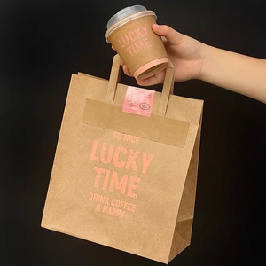 Logo baskılı pasta kahve Take-Away gıda hediye alışveriş için xo so baskı ile özel çevre dostu Kraft kağıt torba - Product Image 2