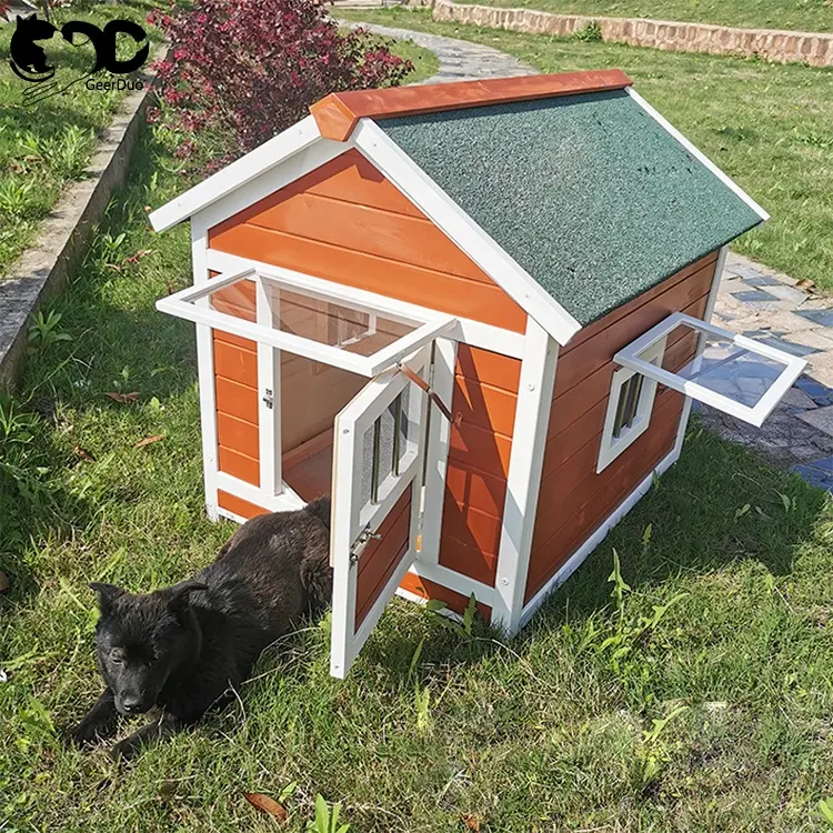 Geerduo บ้านพักสัตว์เลี้ยงแบบไม้กันน้ำ, ที่พักพิงสำหรับสุนัขใช้ได้ทั่วไปสี่ฤดู