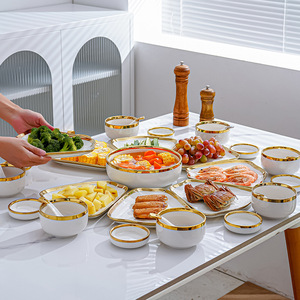 セラミック家族再会食器セットホワイトプレート卓上組み合わせ収集用ネット赤皿盛り合わせ - Product Image 4