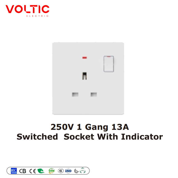 Switched 13A socket with neon(Double Pole)