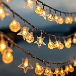Guirnalda de luces de hadas alimentadas por energía solar con bola de burbujas de cristal IP65 Luz nocturna de Navidad para exteriores hecha de plástico - Product Image 2