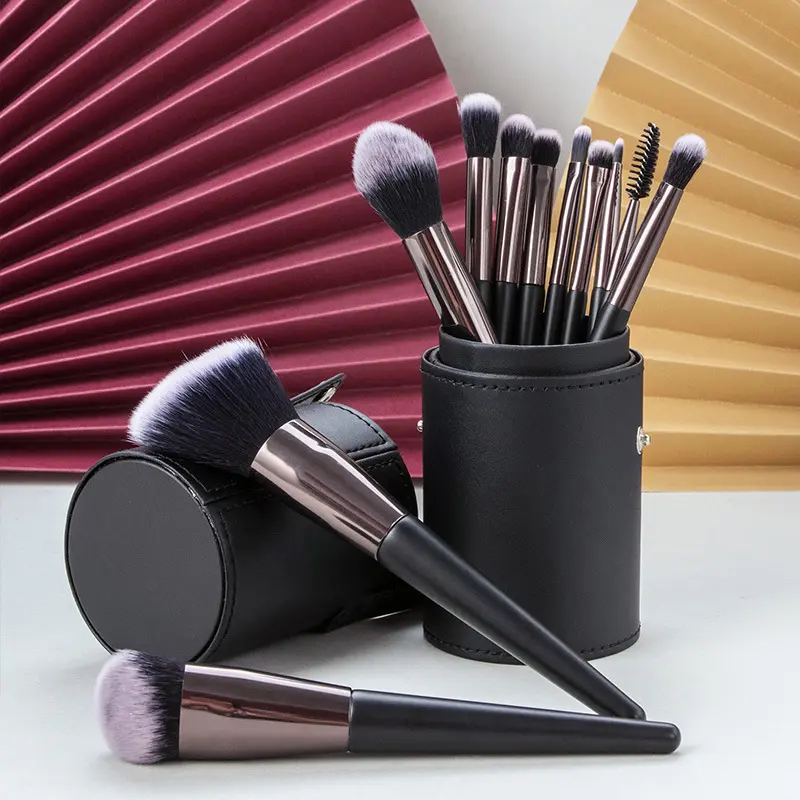 Schwarz Luxus 11 Stück Unterstützt Benutzer definierte Logo Make-up Pinsel Set profession elle Reise Make-up Pinsel mit benutzer definierten Box-Tasche