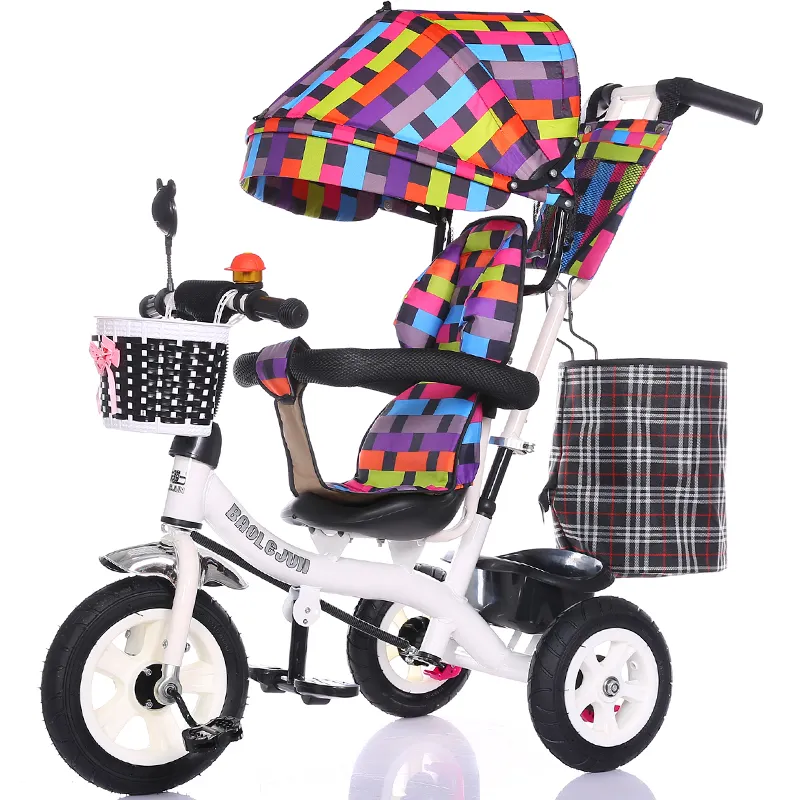 Triciclo de bebé con asiento para niño y arnés de seguridad, carrito de bebé plegable, cuatro colores a elegir para Carro de bebé de buena calidad