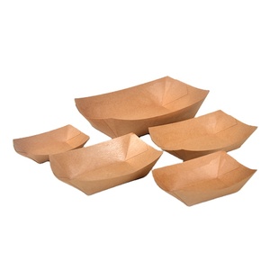 Dùng Một Lần Snack Container Mở Giấy Tấm Khay Nhiều Lớp Khoai Tây Chiên Chip Ăn Din-Takeaway Kraft Giấy Thuyền Hộp - Product Image 1
