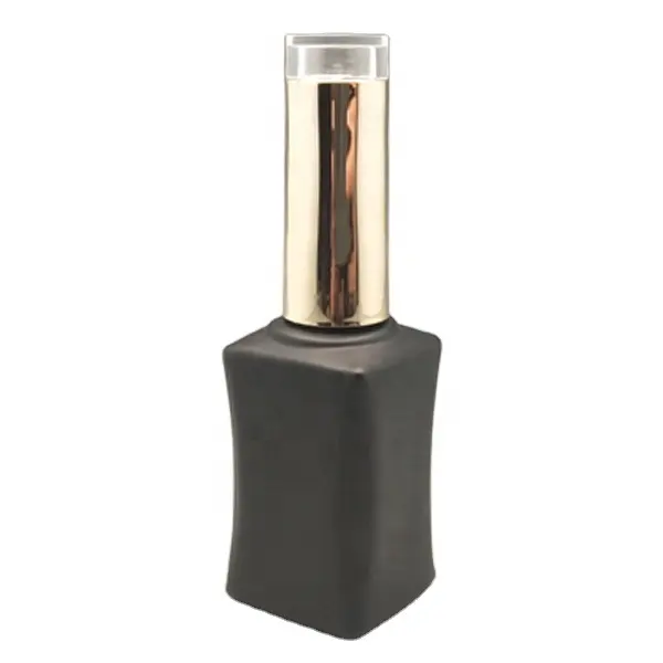 Vacío personalizado 11 ml cuadrado negro mate uv gel de esmalte de uñas botella de botella transparente de tapa de oro y gel suave cepillo