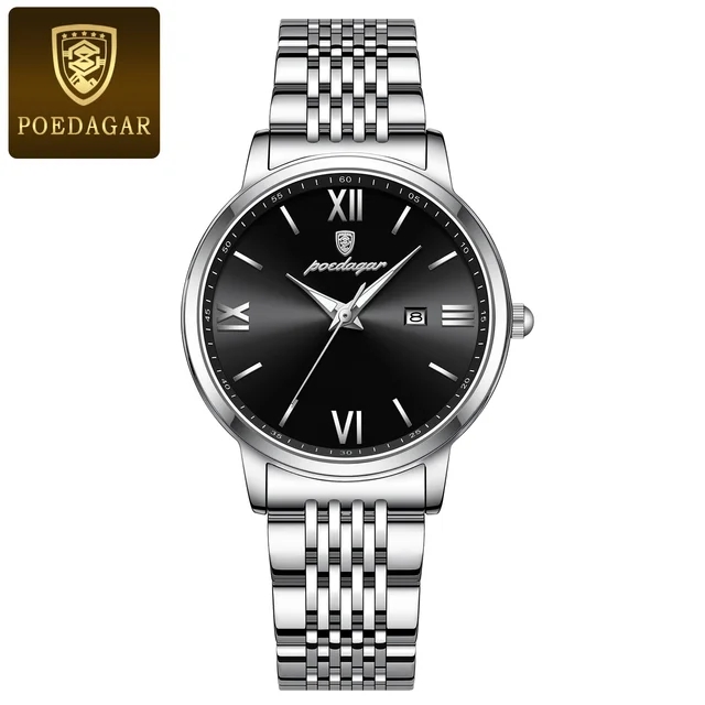 5 black dial silver strap