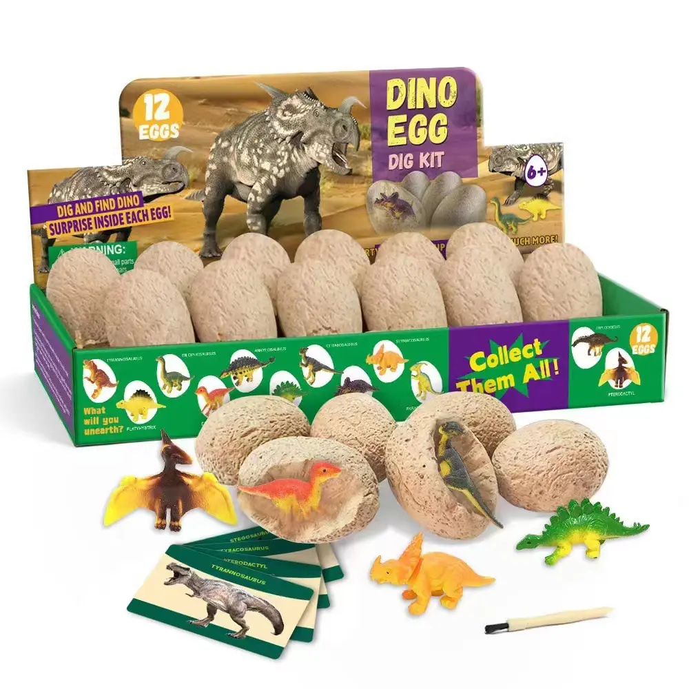 Fósseis dinossauro cheio ovo brinquedo dig kit